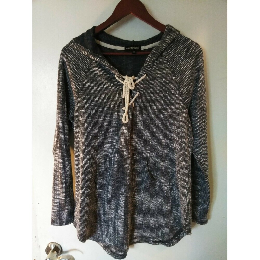 Inspired Hearts Women's Gray Beige Hoodi Long Sleeve size XL Drawstring Pullover